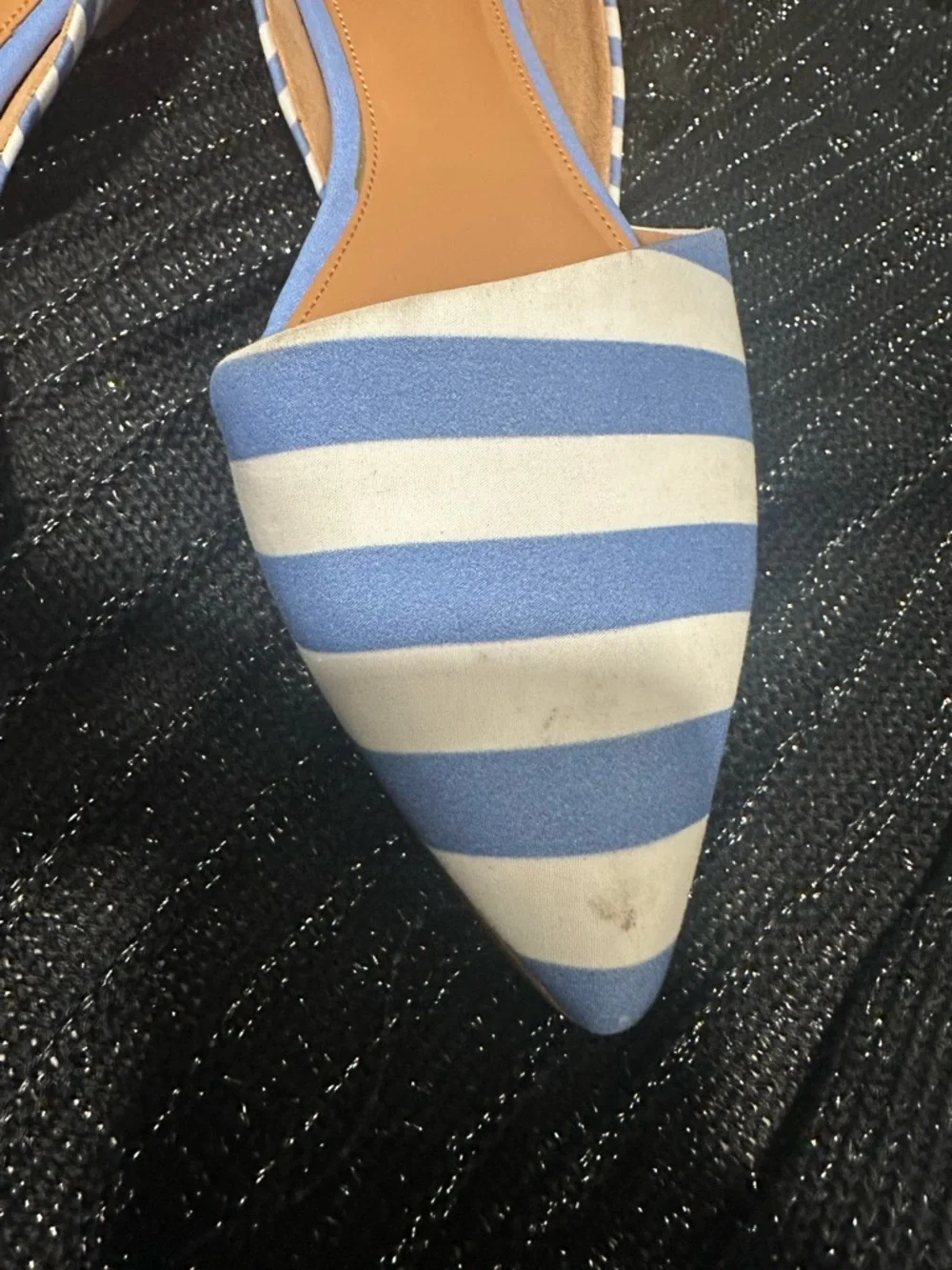 J. Crew Blue and White Striped Pointed D'Orsay Flats - Picture 4 of 4